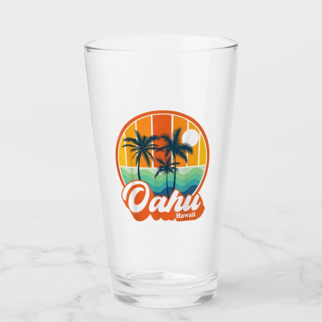 Vintage Oahu Hawaii Hawaiian Island Summer Travel Glas (Vorderseite)