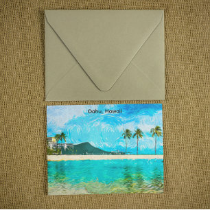 Vintage Oahu Hawaii Reise Inselparadies Postkarte