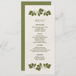 Vintage Oak Blätter Burlap Wedding Menu Card Menükarte