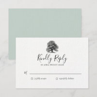 Vintage Oak Tree Wedding RSVP Karte