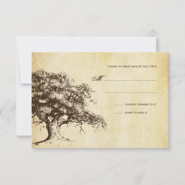 Vintage Oak Wedding RSVP Card (Vorderseite)