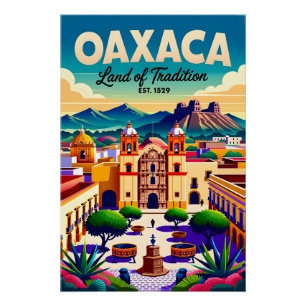 Vintage Oaxaca Mexiko Land der Tradition Retro Poster