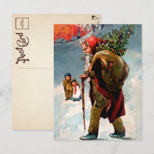 Vintage Obdachlose Aussehen Santa Postkarte