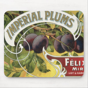 Vintage Obstkisten-Etiketten-Kunst, Imperial Pflau Mousepad