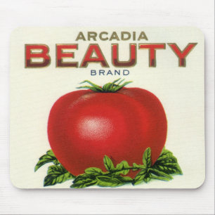 Vintage Obstkistenetikett, Arcadia Beauty Tomaten Mousepad
