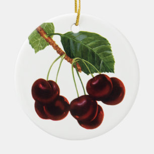 Vintage Obstprodukte, reife Kirschen von einem Bau Keramikornament