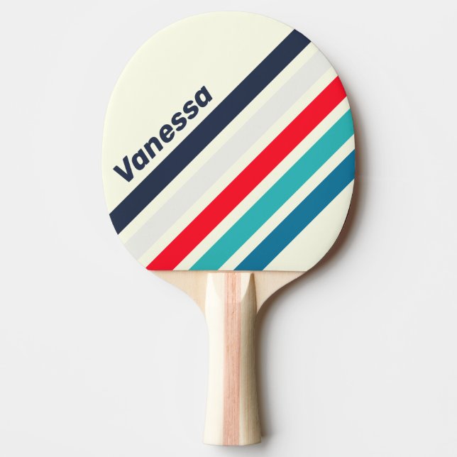 Vintage Ocean Angled Striping with Name Tischtennis Schläger (Vorderseite)
