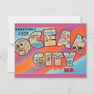 Vintage-Ocean-City-MD-Gruß Postkarte