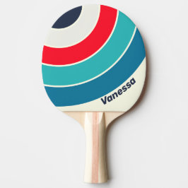 Vintage Ocean Kreis Streifen mit Namen Tischtennis Schläger