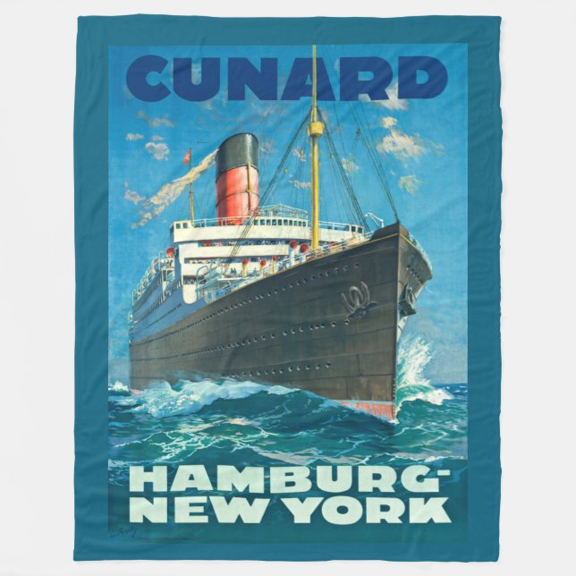 VINTAGE OCEAN LINER REISE FLEECEDECKE (Vorderseite)