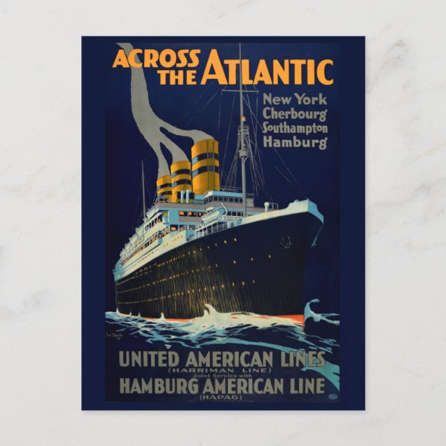 VINTAGE OCEAN LINER REISE POSTCARD POSTKARTE (Vorderseite)