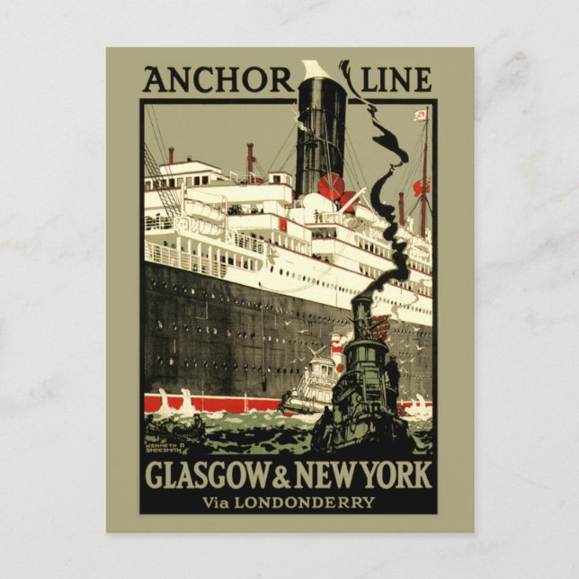 VINTAGE OCEAN LINER REISE POSTKARTE (Vorderseite)