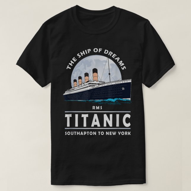 Vintage Ocean Liner Ship Illustration T-Shirt (Design vorne)