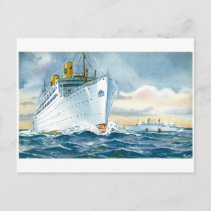 Vintage Ocean Liners Travel Poster Postkarte