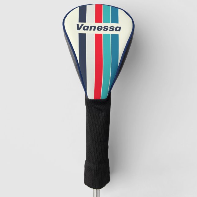 Vintage Ocean Pin Striped with Name Golf Headcover (Vorderseite)
