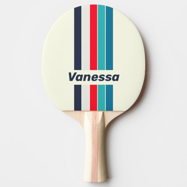 Vintage Ocean Pin Striped with Name Tischtennis Schläger (Vorderseite)