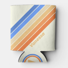 Vintage Ocean Sun Stripes mit Namen Dosenkühler