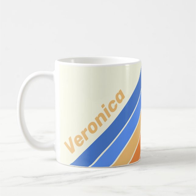 Vintage Ocean Sun Stripes with Name Kaffeetasse (Links)