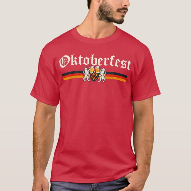 Vintage Octoberfest German Drinking Festival Lion  T-Shirt (Vorderseite)