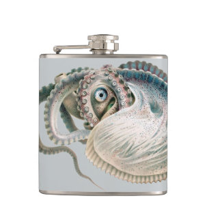Vintage Octopus Argonaut, Meerestiere Flachmann