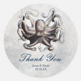 Vintage Octopus Beach Wedding Eleganter Sticker
