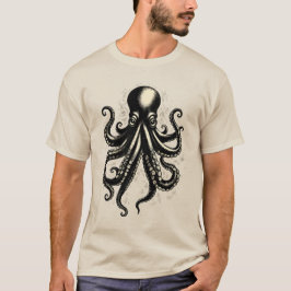 Vintage Octopus Curious Tentacles Ink Illustration T-Shirt
