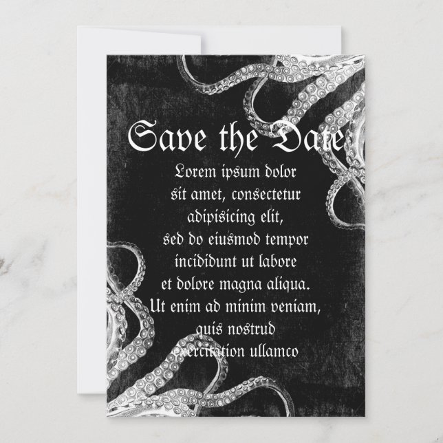 Vintage Octopus Dark Save The Date (Vorderseite)