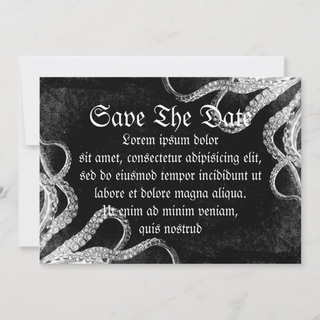 Vintage Octopus Dark Save The Date (Vorderseite)