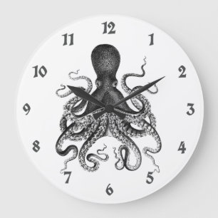 Vintage Octopus Große Wanduhr