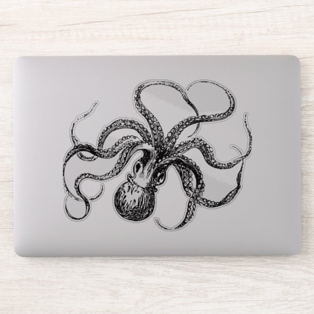 Vintage Octopus-Illustration Aufkleber (Computer)