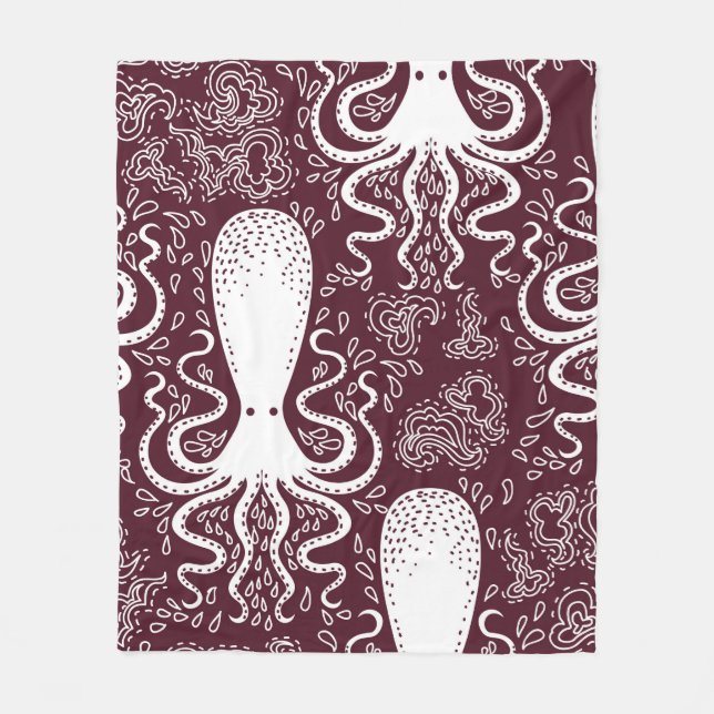vintage Octopus pattern. Fleecedecke (Vorderseite)