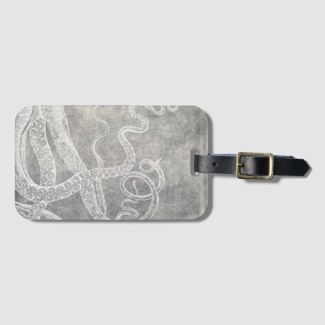 Vintage Octopus-Silberschnecke Gepäckanhänger (Vorderseite (Horizontal))