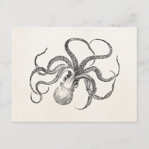 Vintage Octopus-Vorlage für antikes Papier Postkarte