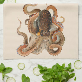 Vintage Octopus Vulgaris, Meerestiere Geschirrtuch