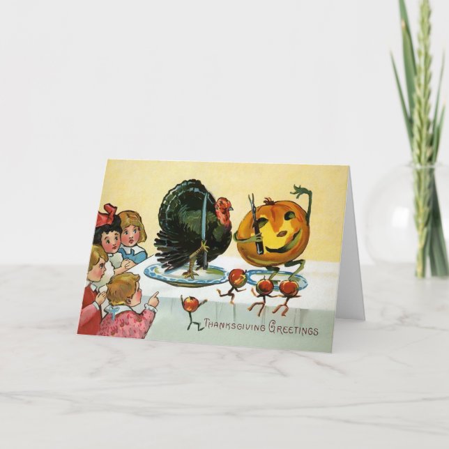 Vintage Odd Food Erntedank-Karte Feiertagskarte (Vorderseite)