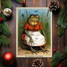 Vintage-Odd-Frosch-Dame-Weihnachtskarte