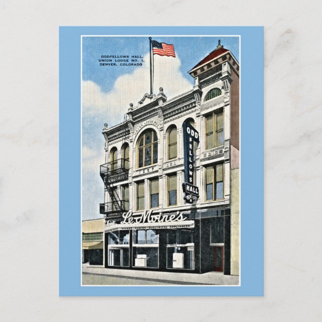 Vintage Oddfellows Hall, Denver, Co Postkarte (Vorderseite)