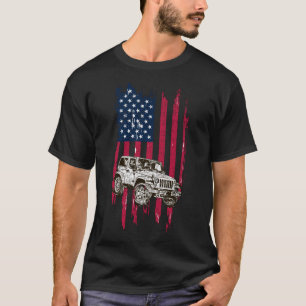 Vintage Off Road 4x4 Fahren Amerikanische Flagge T-Shirt