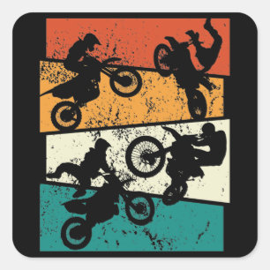 vintage Off Road Enduro Motocross Motorrad Quadratischer Aufkleber