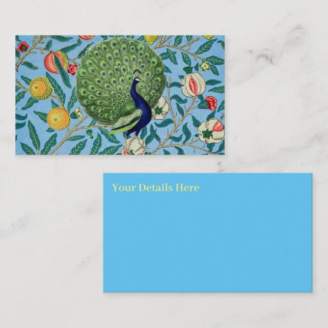 Vintage offene Lüfterfedern Peacock Visitenkarte (Vorne/Hinten)