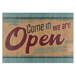 Vintage offenes Firmenschild Cafe Garage rot teal Schneidebrett