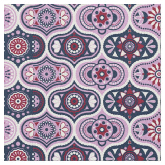 Vintage-Ogee-intrikate Navy- und Orchideenstoff Stoff