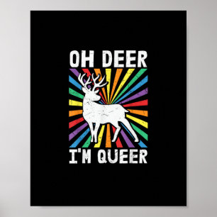 Vintage Oh Deer Ich bin Queer Pride LGBT Gay Lesbi Poster