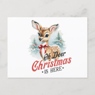 Vintage Oh Deer Weihnachten ist da Postkarte