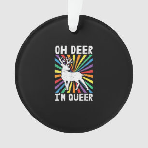 Vintage Oh Hirsch Ich bin Queer Pride LGBT Schwul Ornament
