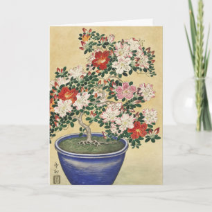 Vintage Ohara Koson Azalee in Blauem Topf Kunst Karte