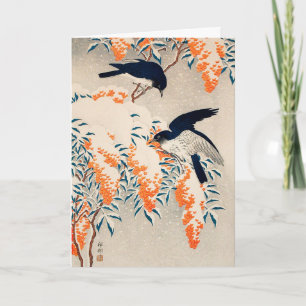 Vintage Ohara Koson Japanische Wintervögel Kunst Karte