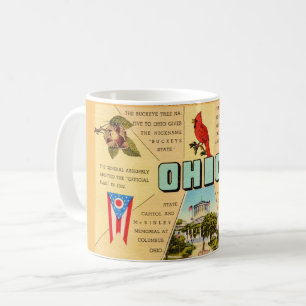 Vintage Ohio Fakten Postkarte Kaffeetasse