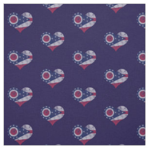 Vintage Ohio Flag Hearts Stoff