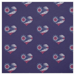Vintage Ohio-Flaggen-Herzen Stoff